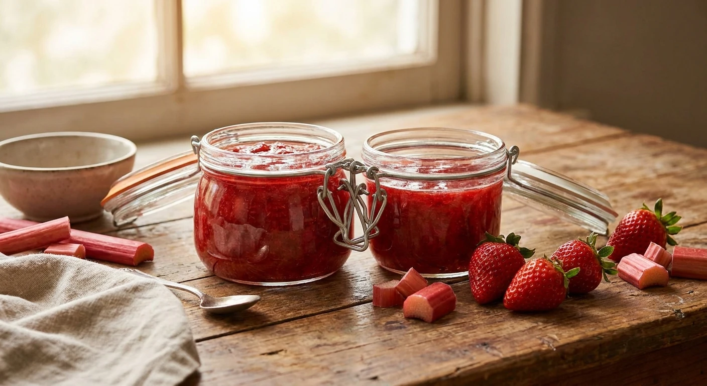 Easy Strawberry Rhubarb Freezer Jam Recipe